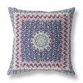 Homeroots 26 in. Holy Floral Indoor & Outdoor Throw Pillow Pink & Indigo 414619